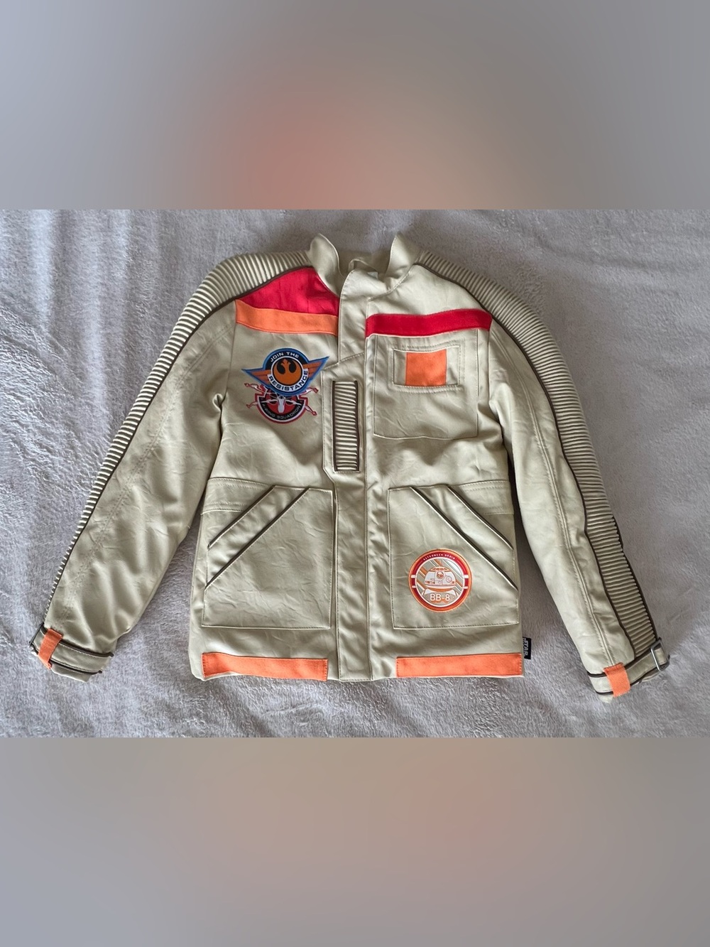 Disney Store Kids Star Wars Cream Jacket with Orange & Red Accents